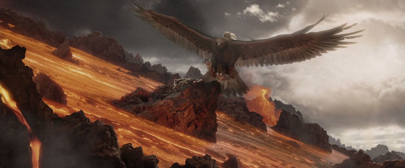The Eagles save Frodo and Sam on Mount Doom
