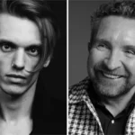 Black and White photos of Jamie Campbell Bower and Eddie Marsan