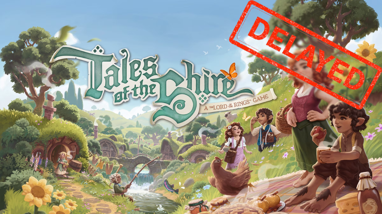 Tales of the Shire game splash screen with red stamped "Delayed" on it