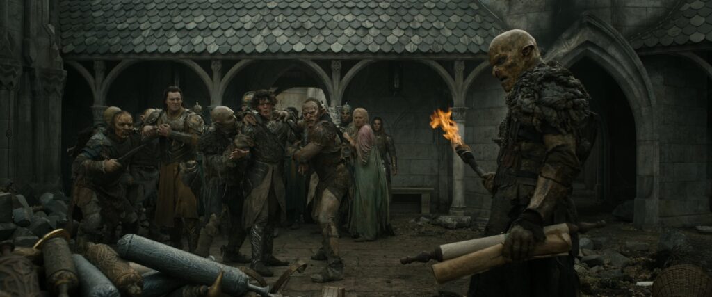 Elrond pleads for the Uruk to spare the records of Celebrimbor's life's work housed in Ost-in-Edhil