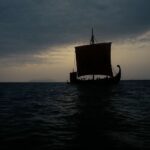 shot of ships sailing on the sea from The Odyssey