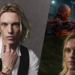 Composite image of Jamie Campbell Bower as himself, as Vecna in Stranger Things, and as Celeborn in Rings of Power season 3