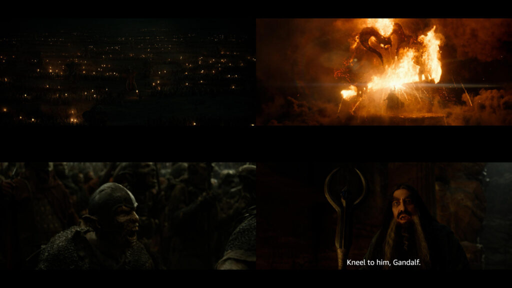 Rhun Forces and "Pallando" - composite of stills from The Rings of Power Season 3 Official Trailer