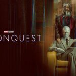 Poster for the Marvel Television show VisionQuest, showing Vision seated on a lounge chair, holding a newspaper with title 'Vision Today', and Ultron in human form standing behind him. The image is highly stylised, with the characters appearing with a mix of human and android appearance.